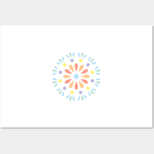 Pastel geometric floral pattern Posters and Art